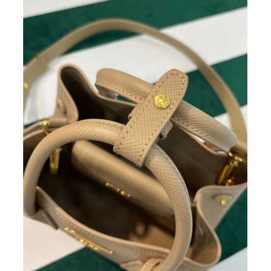 Replica Mini Borsa Prada Doppia In Pelle Saffiano Albicocca