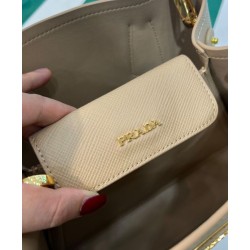 Replica Mini Borsa Prada Doppia In Pelle Saffiano Albicocca
