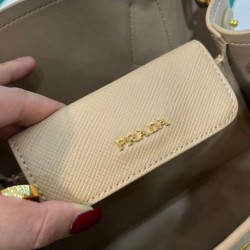 Replica Mini Borsa Prada Doppia In Pelle Saffiano Albicocca