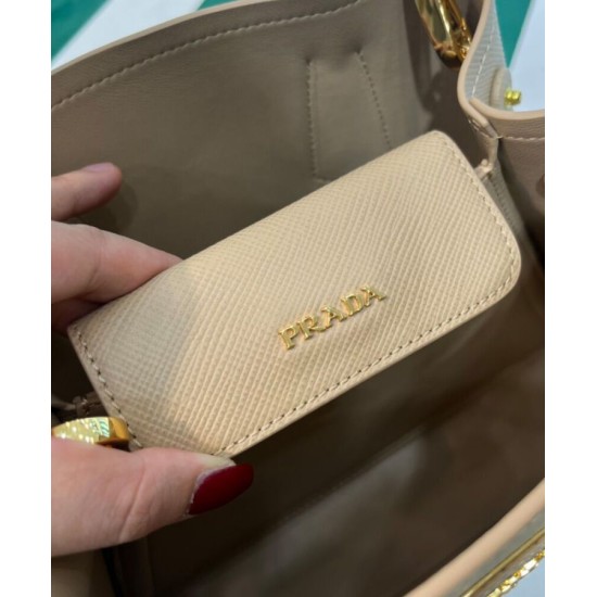 Replica Mini Borsa Prada Doppia In Pelle Saffiano Albicocca