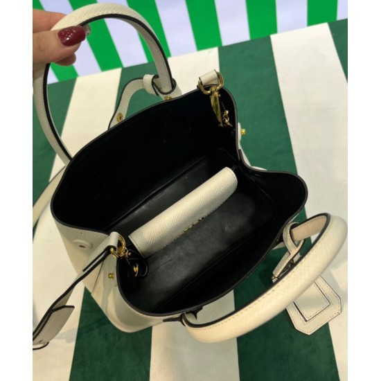 Replica Mini Borsa Prada Doppia In Pelle Saffiano Crema