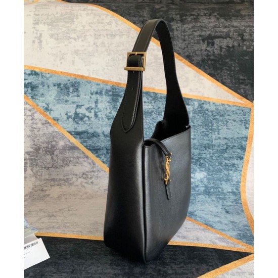 Replica YSL Saint Laurent Le 5 A 7 Borsa Hobo Piccola Morbida In Pelle Liscia Nera