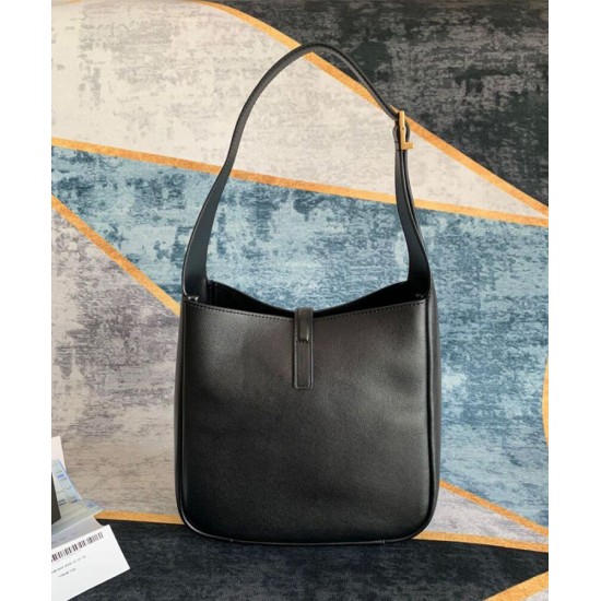 Replica YSL Saint Laurent Le 5 A 7 Borsa Hobo Piccola Morbida In Pelle Liscia Nera
