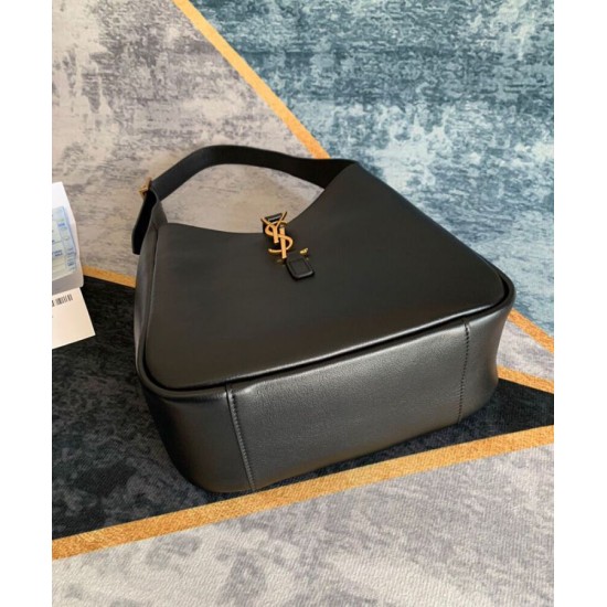 Replica YSL Saint Laurent Le 5 A 7 Borsa Hobo Piccola Morbida In Pelle Liscia Nera