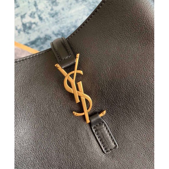 Replica YSL Saint Laurent Le 5 A 7 Borsa Hobo Piccola Morbida In Pelle Liscia Nera