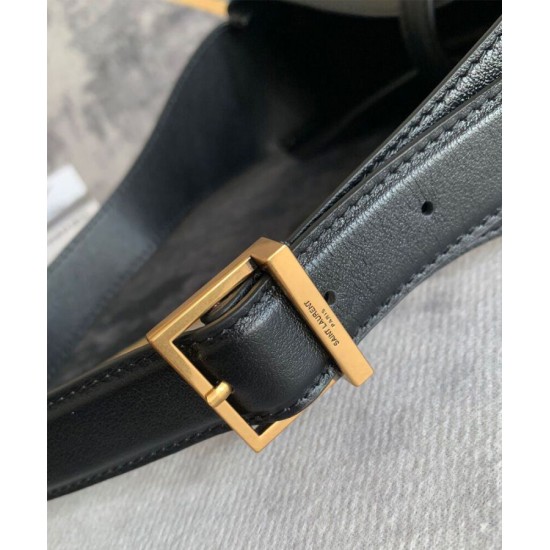 Replica YSL Saint Laurent Le 5 A 7 Borsa Hobo Piccola Morbida In Pelle Liscia Nera