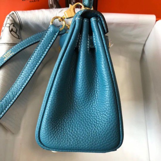 Replica Borsa Hermes Mini Kelly 20cm Blue Jean