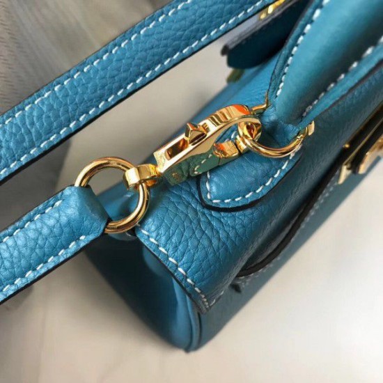 Replica Borsa Hermes Mini Kelly 20cm Blue Jean