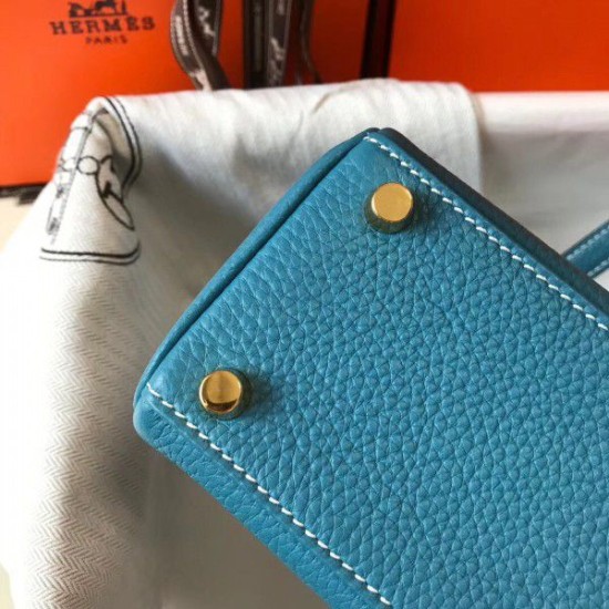 Replica Borsa Hermes Mini Kelly 20cm Blue Jean