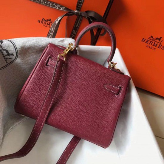 Replica Borsa Hermes Mini Kelly 20cm Bordeaux
