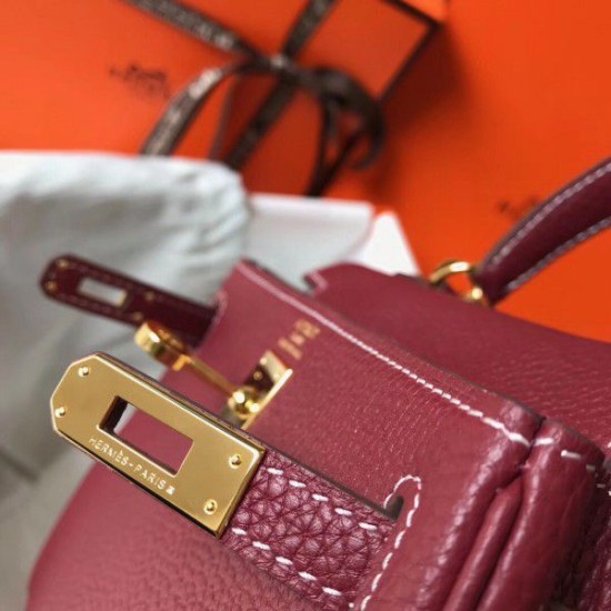 Replica Borsa Hermes Mini Kelly 20cm Bordeaux