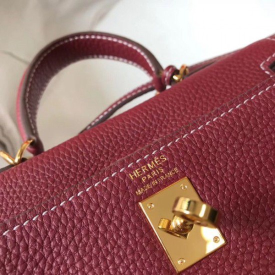 Replica Borsa Hermes Mini Kelly 20cm Bordeaux