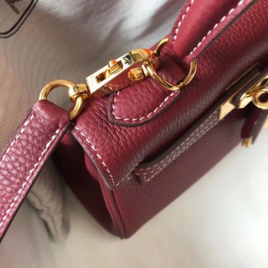 Replica Borsa Hermes Mini Kelly 20cm Bordeaux