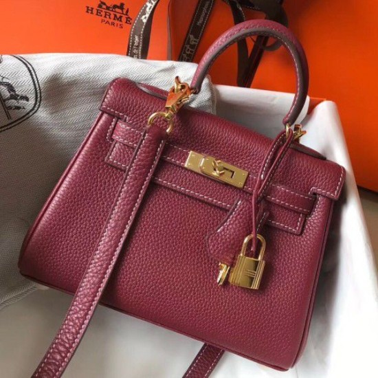 Replica Borsa Hermes Mini Kelly 20cm Bordeaux