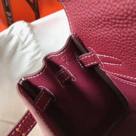 Replica Borsa Hermes Mini Kelly 20cm Bordeaux