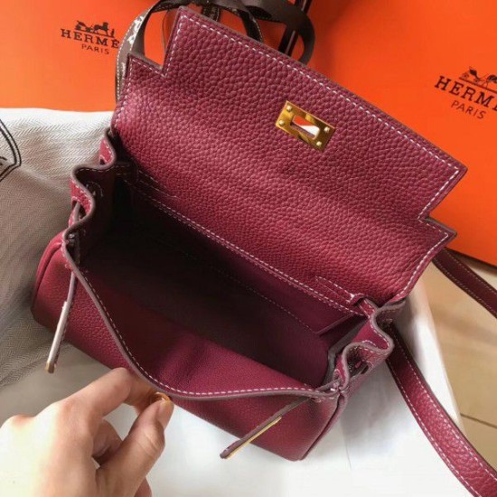 Replica Borsa Hermes Mini Kelly 20cm Bordeaux