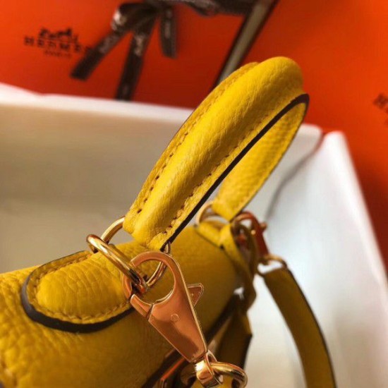 Replica Borsa Hermes Mini Kelly 20 cm gialla