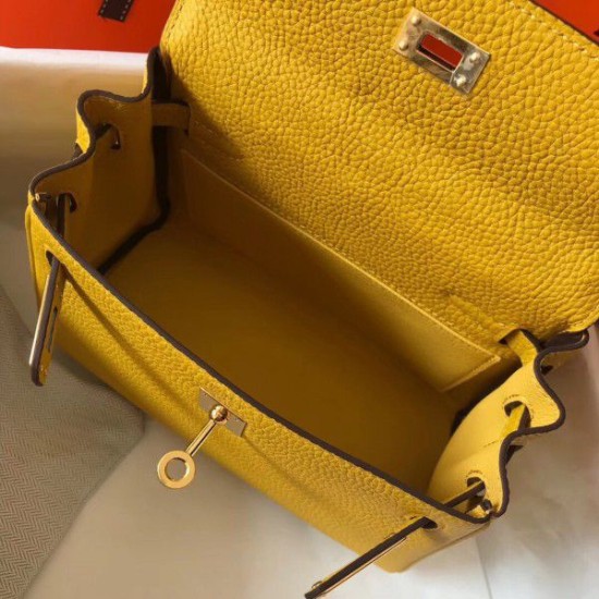Replica Borsa Hermes Mini Kelly 20 cm gialla