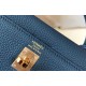 Replica Hermes Kelly 25cm Borsa Sellier Clemence Pelle Blu