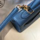 Replica Hermes Kelly 25cm Borsa Sellier Clemence Pelle Blu