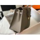 Replica Borsa Hermes Kelly 25cm Sellier Epsom in pelle grigia
