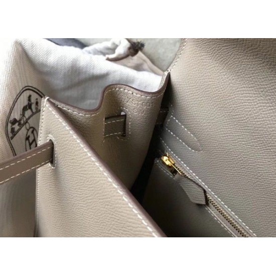 Replica Borsa Hermes Kelly 25cm Sellier Epsom in pelle grigia