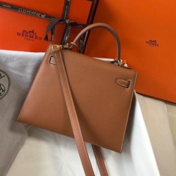 Replica Borsa Hermes Kelly 25cm Sellier Epsom in pelle marrone