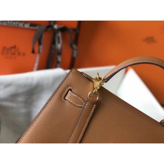 Replica Borsa Hermes Kelly 25cm Sellier Epsom in pelle marrone