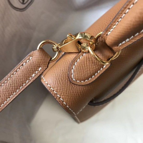Replica Borsa Hermes Kelly 25cm Sellier Epsom in pelle marrone