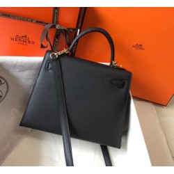 Replica Borsa Hermes Kelly 25cm Sellier Epsom in pelle nera Replica Borsa Hermes Kelly 25cm Sellier Epsom in pelle nera