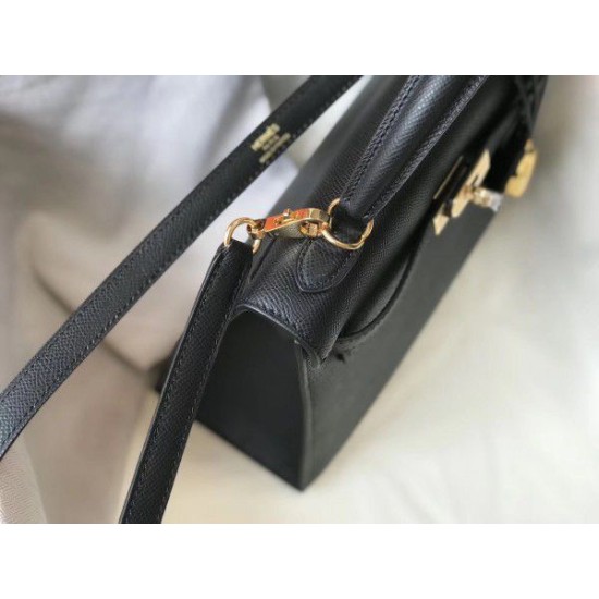 Replica Borsa Hermes Kelly 25cm Sellier Epsom in pelle nera