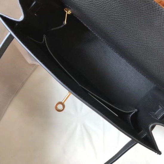 Replica Borsa Hermes Kelly 25cm Sellier Epsom in pelle nera