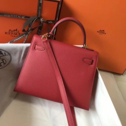 Replica Borsa Hermes Kelly 25cm Sellier Epsom in pelle rossa