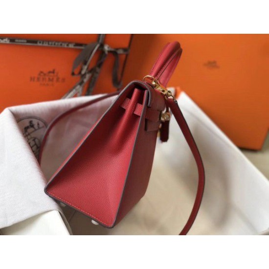 Replica Borsa Hermes Kelly 25cm Sellier Epsom in pelle rossa