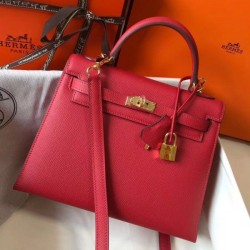 Replica Borsa Hermes Kelly 25cm Sellier Epsom in pelle rossa