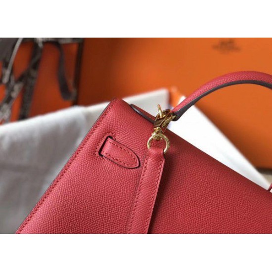 Replica Borsa Hermes Kelly 25cm Sellier Epsom in pelle rossa