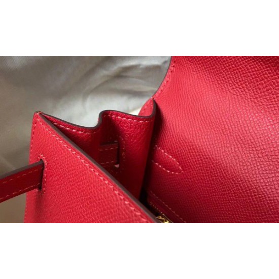 Replica Borsa Hermes Kelly 25cm Sellier Epsom in pelle rossa