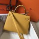 Replica Borsa Hermes Kelly 25cm Sellier Epsom in pelle gialla