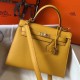 Replica Borsa Hermes Kelly 25cm Sellier Epsom in pelle gialla
