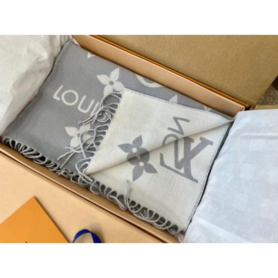 Replica Sciarpa Louis Vuitton LV Essential In Lana Grigia M77727