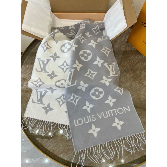 Replica Sciarpa Louis Vuitton LV Essential In Lana Grigia M77727