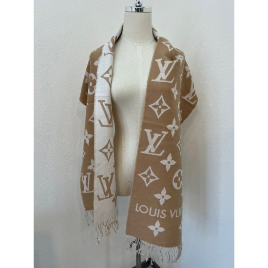 Replica Sciarpa Louis Vuitton LV Essential In Lana Beige M77728