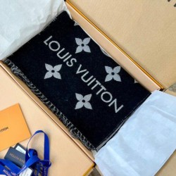 Replica Sciarpa Louis Vuitton LV Essential In Lana Nera M77853