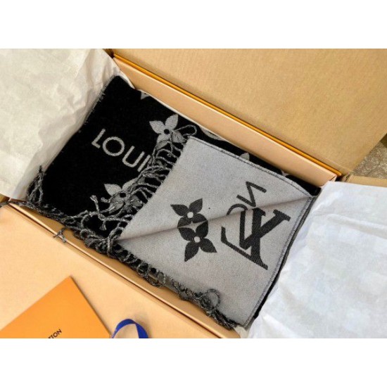 Replica Sciarpa Louis Vuitton LV Essential In Lana Nera M77853