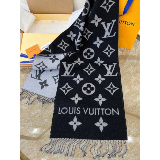 Replica Sciarpa Louis Vuitton LV Essential In Lana Nera M77853