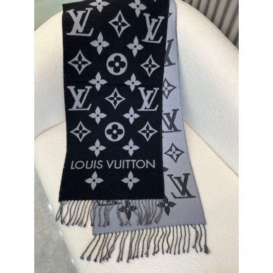 Replica Sciarpa Louis Vuitton LV Essential In Lana Nera M77853