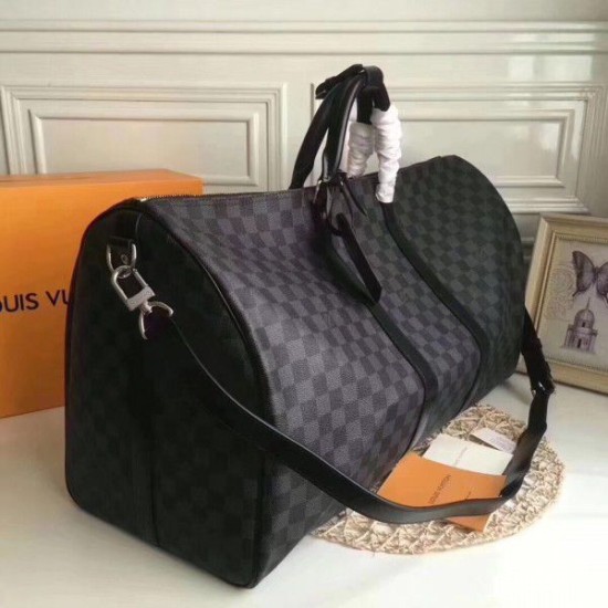 Replica Louis Vuitton Keepall Bandoulière 55 Damier Grafite N41413