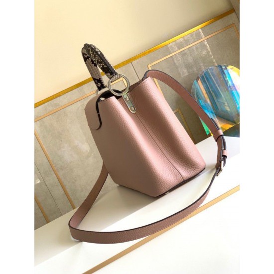 Replica Borsa MM Louis Vuitton Capucines Con Manico In Pitone N92801