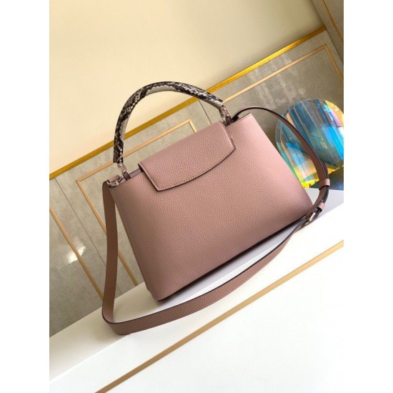 Replica Borsa MM Louis Vuitton Capucines Con Manico In Pitone N92801