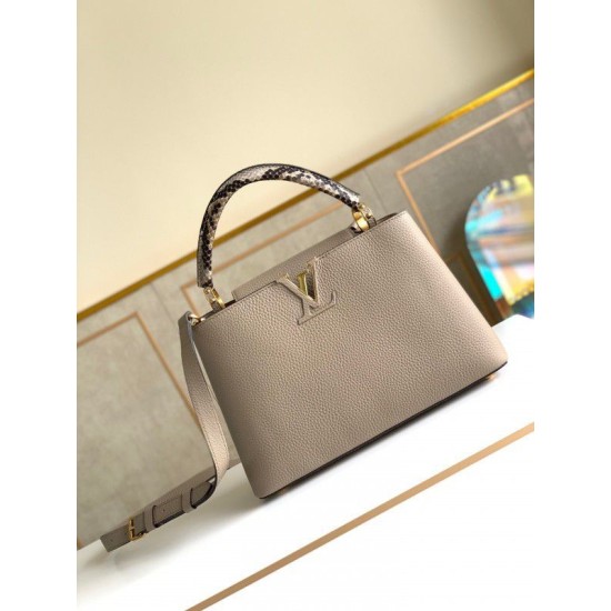 Replica Borsa Louis Vuitton Capucines MM con manico in pitone N92802